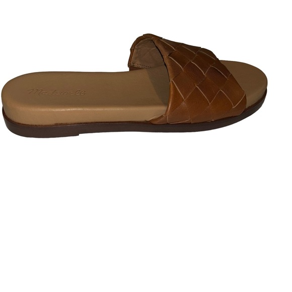Madewell The Louisa Slide Sandal in Woven Leather tan caramel shoes 9.5 - Picture 2 of 4